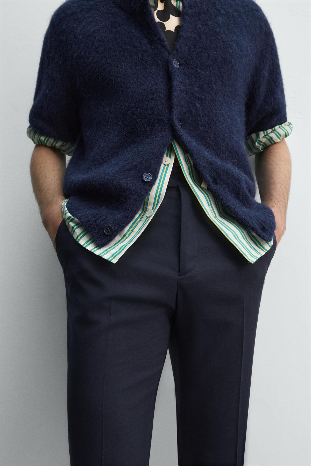 자라 울블렌드 플레어핏 팬츠 X 해리 램버트 디즈니 5984/525 NAVY BLUE - 상세 이미지 5