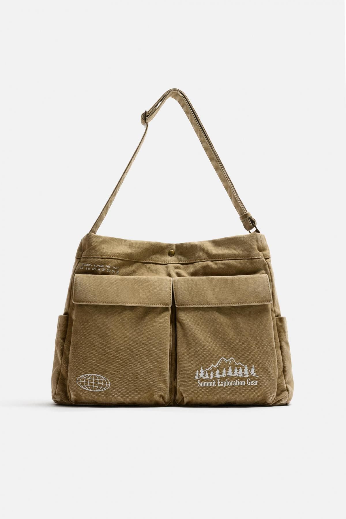 자라 아웃도어 멀티포켓 코튼 숄더백 3123/620 BROWN - 상품 이미지