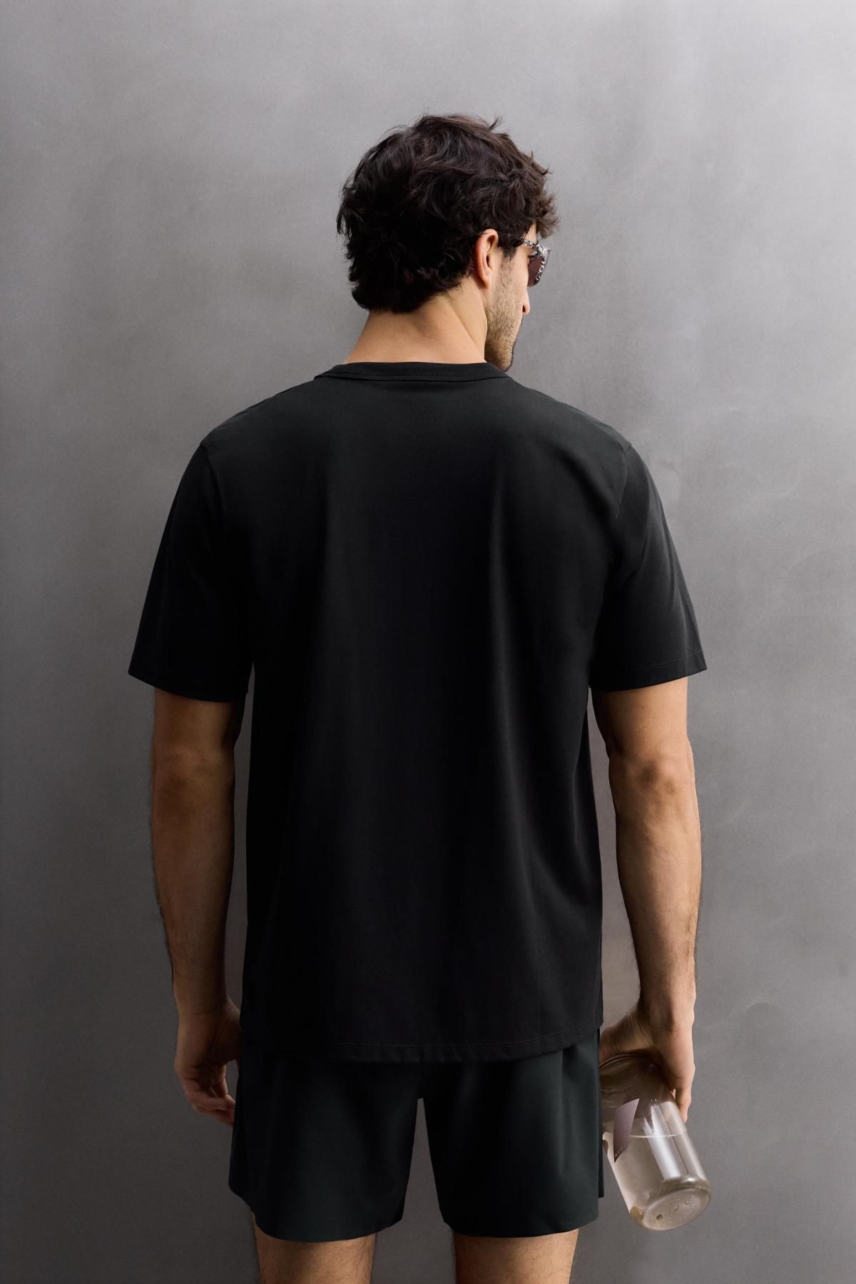 자라 테크니컬 릴랙스핏 라운드 반팔 티셔츠 4274/400 BLACK - 상세 이미지 4