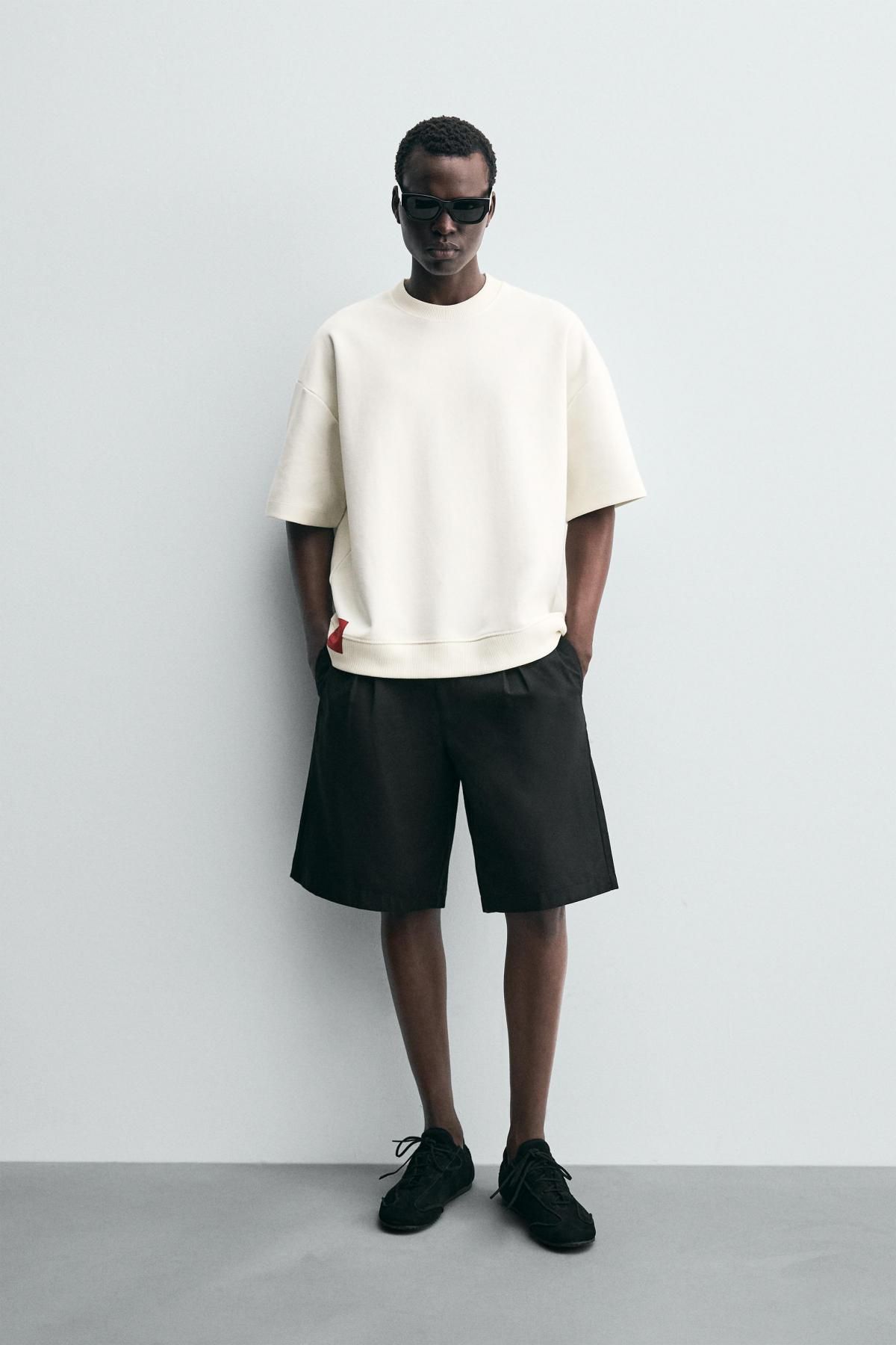 자라 테크니컬 인터록 라벨 반팔 티셔츠 0761/377 OYSTER-WHITE - 상세 이미지 2