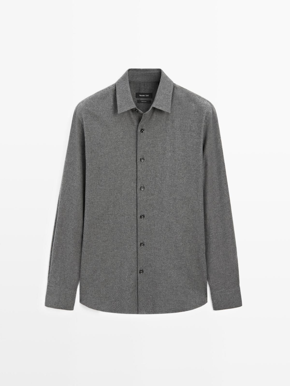 마시모두띠 체크 텍스처 멜란지 레귤러핏 긴팔 셔츠 1803/298 CHARCOAL - 상품 이미지