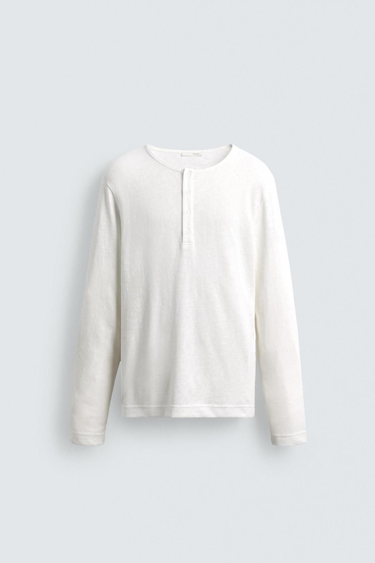 자라 라이트웨이트 버튼업 코튼 롱슬리브 티셔츠 3665/303 WHITE - 메인 이미지