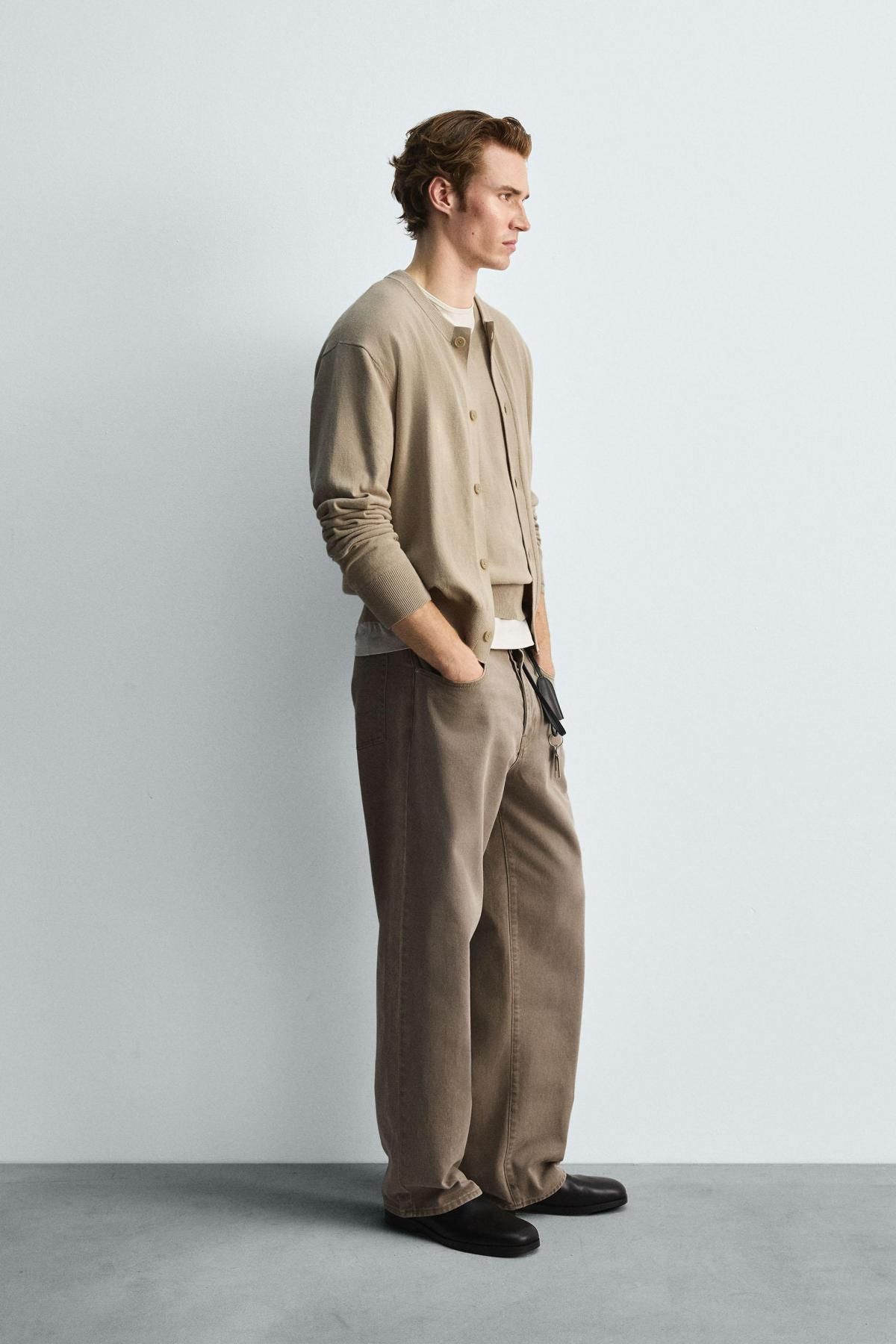 자라 미니멀 라운드넥 코튼 라미 카디건 2142/311 BEIGE - 상세 이미지 5