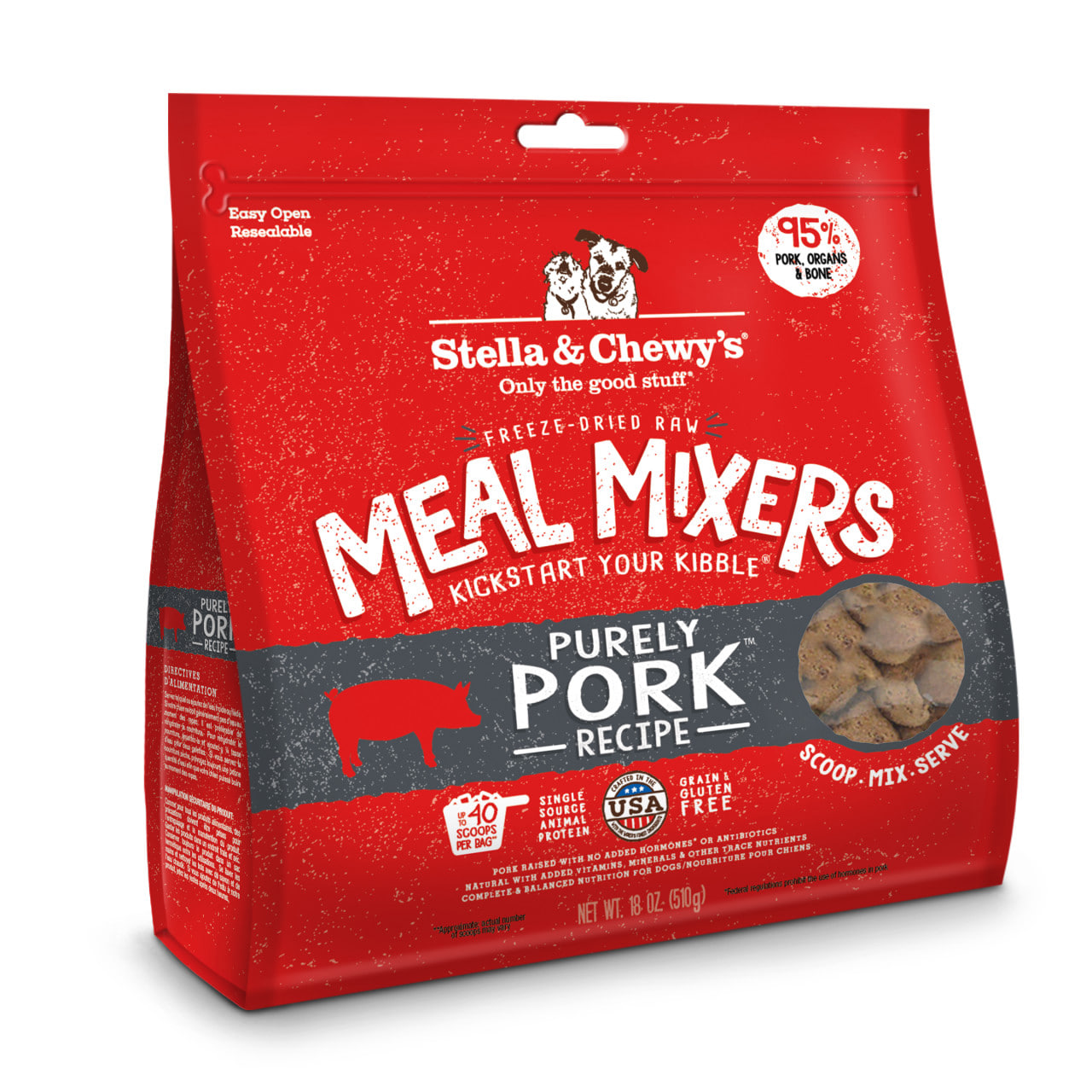 (+N포인트) 스텔라앤츄이스 밀믹서 강아지 반려견 동결건조 사료 돼지고기, 510g, 1개 - 상품 이미지