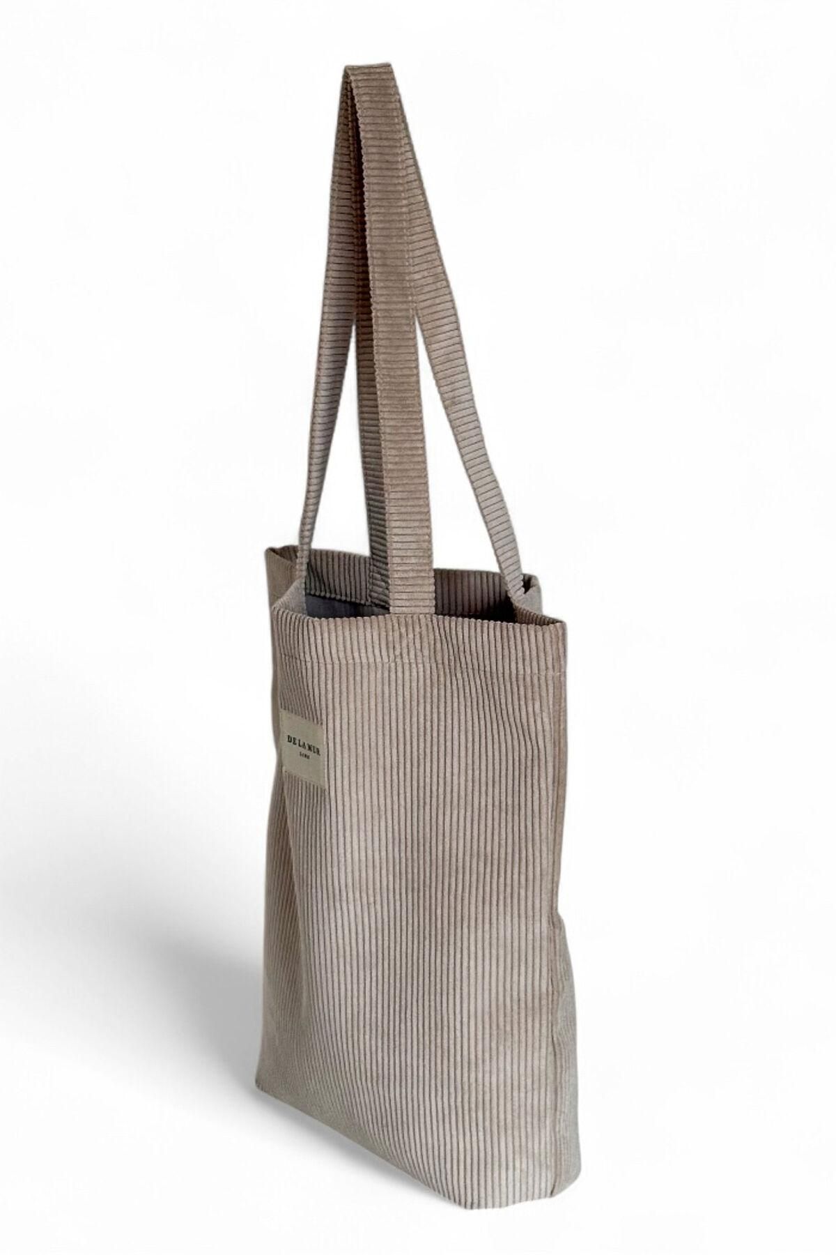 데라무르 코듀로이 베이지 미니멀 데일리 토트백 6622471 BEIGE - 상세 이미지 2