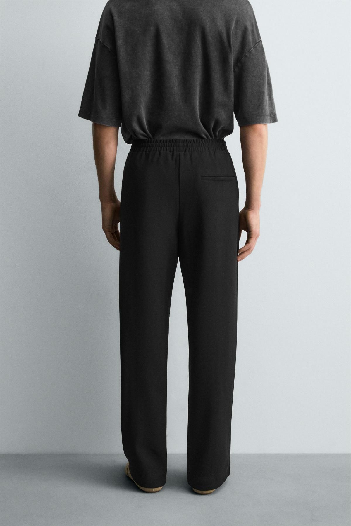 자라 테크니컬 와이드 밴딩 슬랙스 팬츠 4391/700 BLACK - 상세 이미지 3