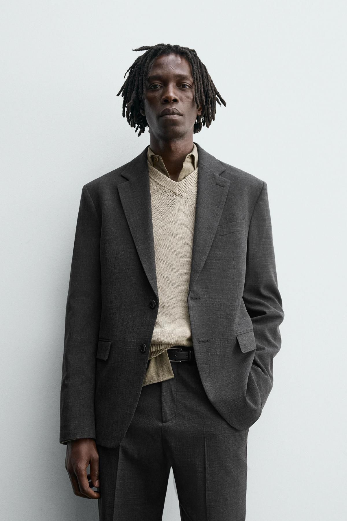 자라 테크니컬 텍스처 테일러드 블레이저 5746/418 ANTHRACITE GREY - 상세 이미지 3