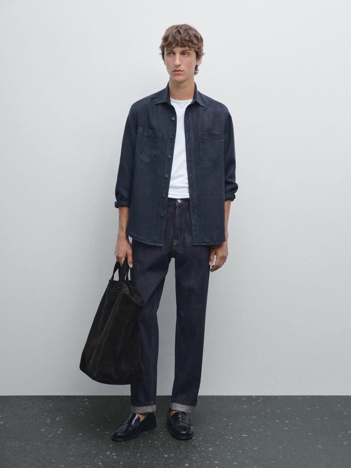 마시모두띠 셀비지 데님 스트레이트 청바지 0304/136 NAVY BLUE - 상세 이미지 2