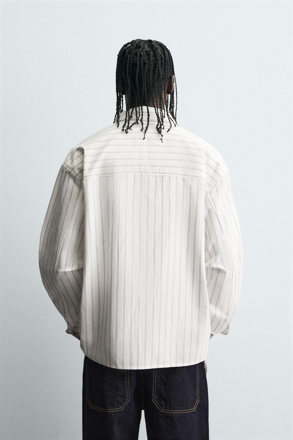 자라 스트라이프 오버핏 코튼 긴팔 셔츠 7446/316 STRIPED - 상세 이미지 4
