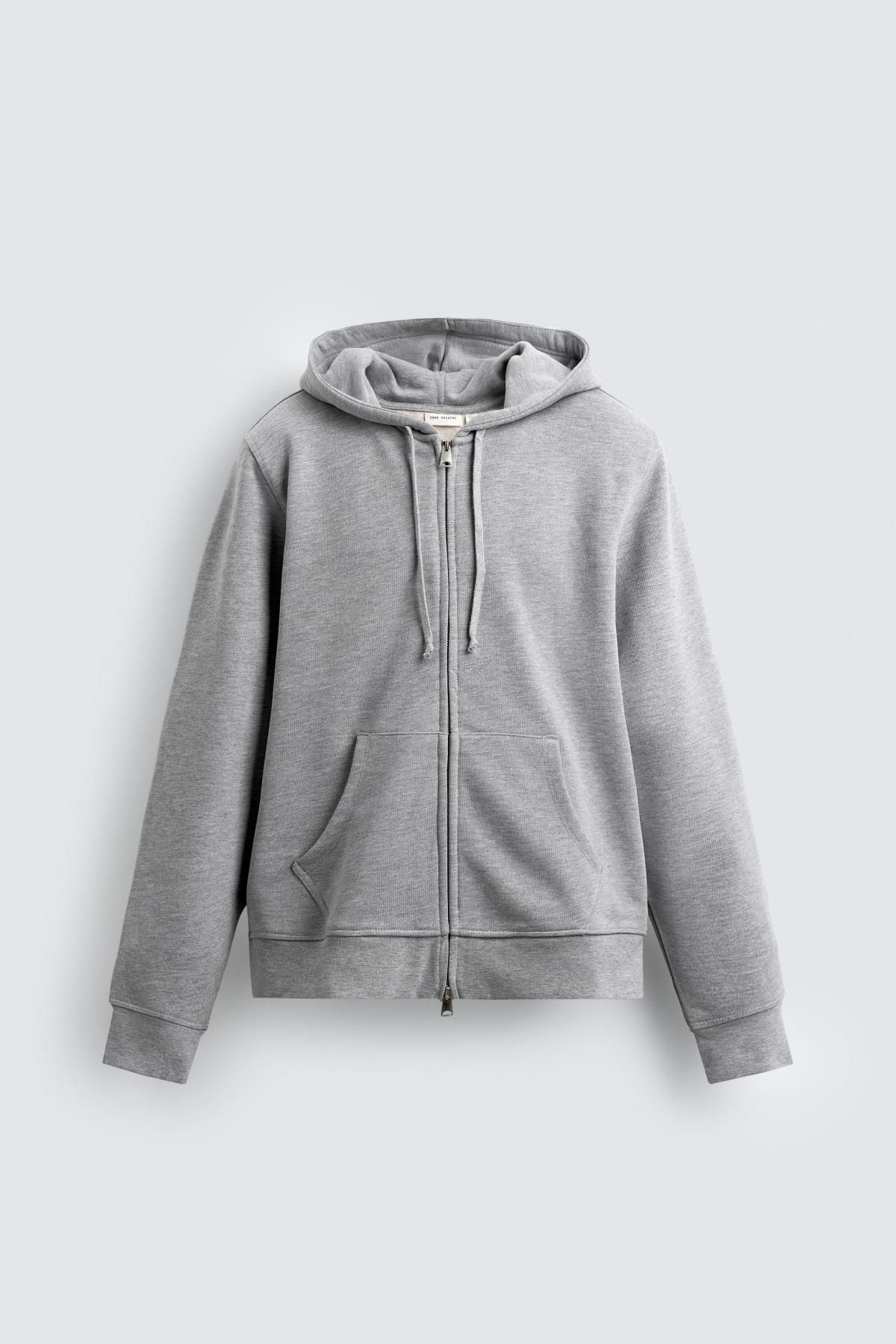 자라 헤비웨이트 집업 후드 스웨트셔츠 4087/355 GREY MARL - 메인 이미지
