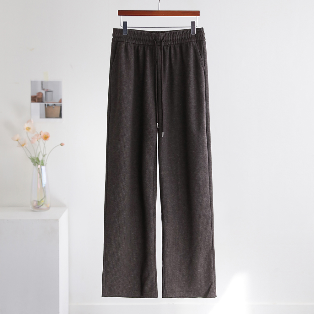 [오픈할인/정상가15800] 리폰트 헤링본 울 와이드 일자핏 밴딩 슬랙스 팬츠 - 상품 이미지