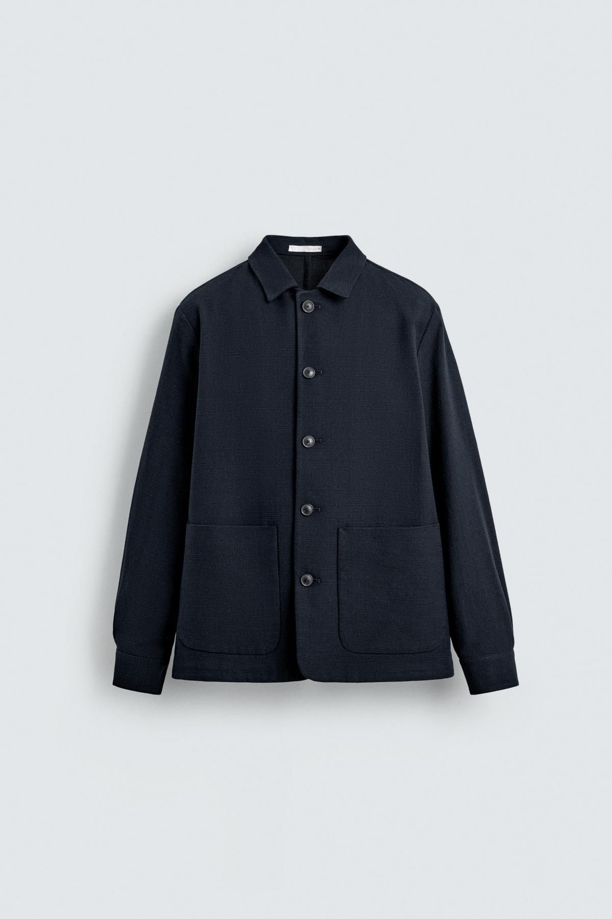 자라 텍스처 레귤러핏 테크니컬 오버셔츠 5753/369 NAVY BLUE - 메인 이미지