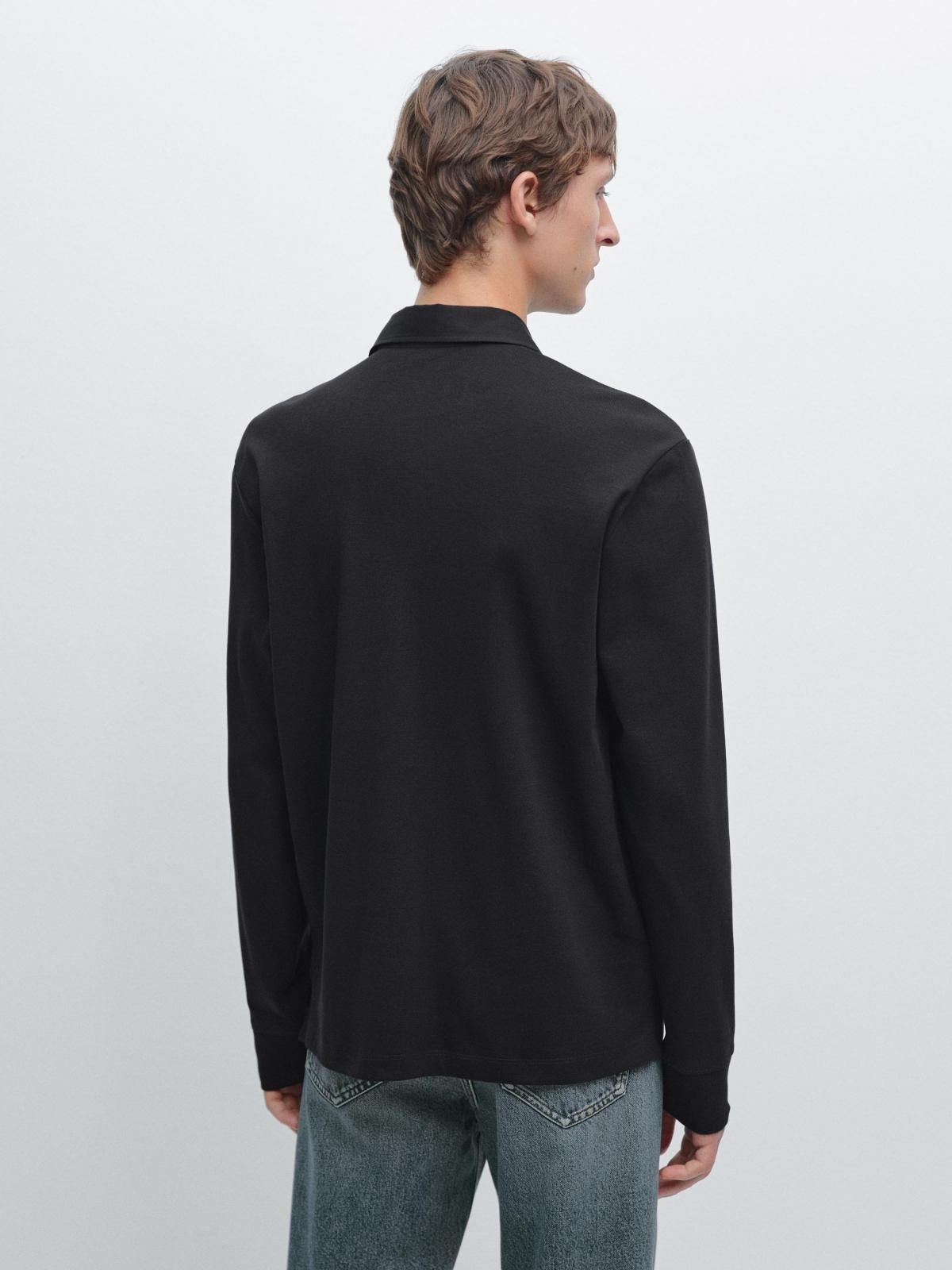 마시모두띠 베이직 긴팔 테크니컬 블랙 폴로 셔츠 0583/151 NAVY BLUE - 상세 이미지 4