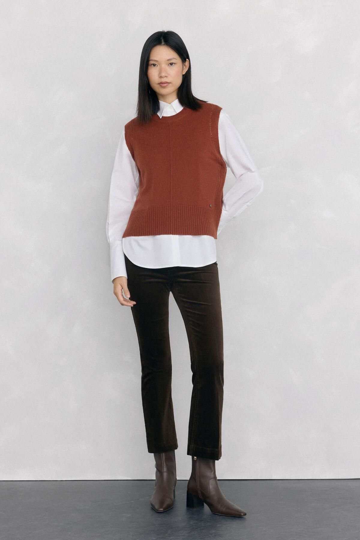 페드로 델 이에로 테크니컬 벨벳 플레어 크롭 팬츠 7602522 MARRON - 상세 이미지 2