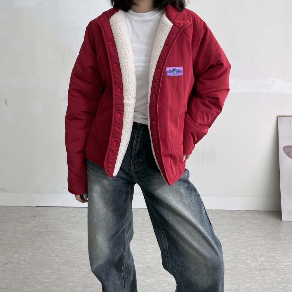 뽀글이점퍼 양털 리버시블 하이넥 여성 패딩 점퍼 - 상세 이미지 4