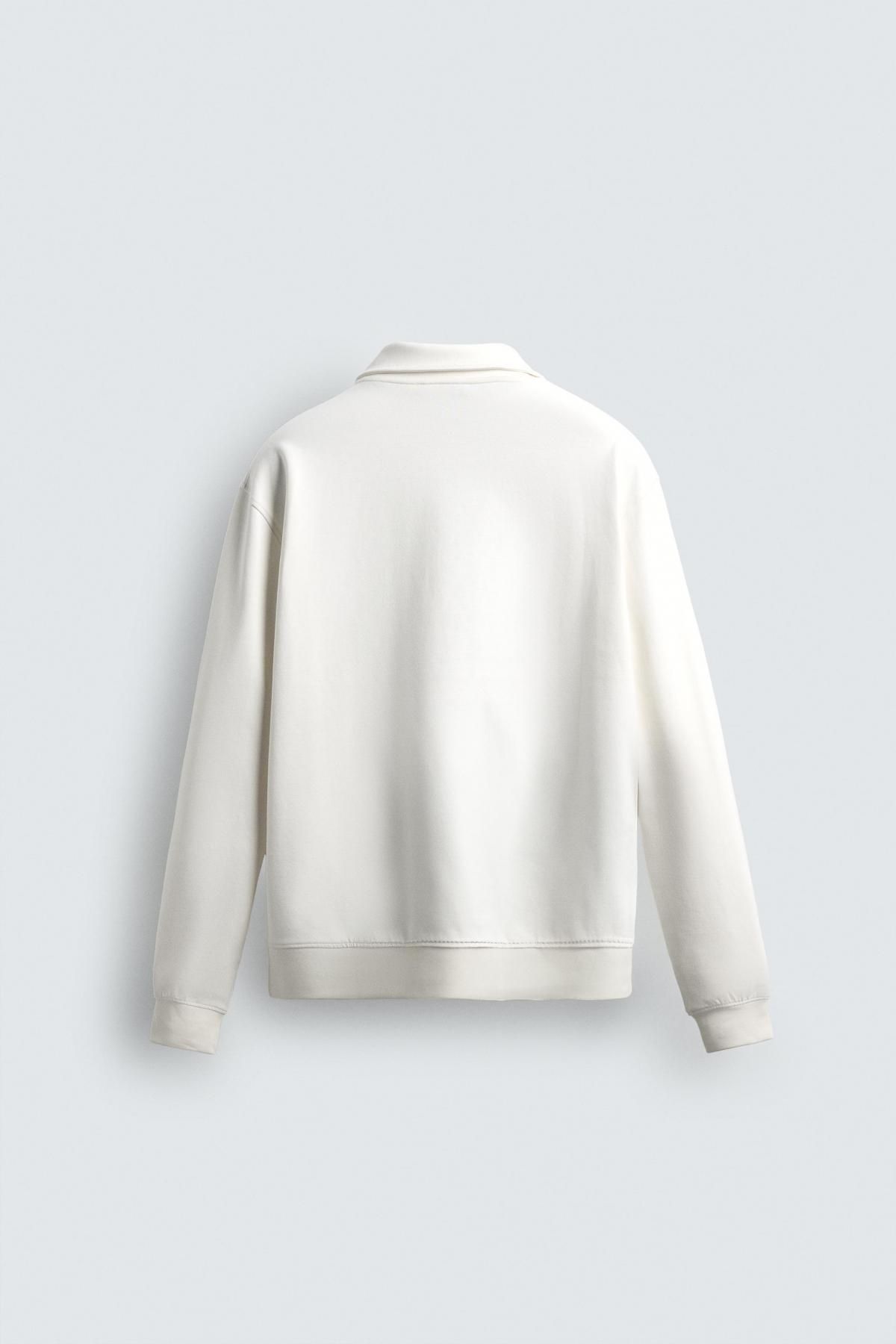 자라 테크니컬 인터록 스판 긴팔 집업 폴로셔츠 4092/380 OYSTER-WHITE - 상세 이미지 2