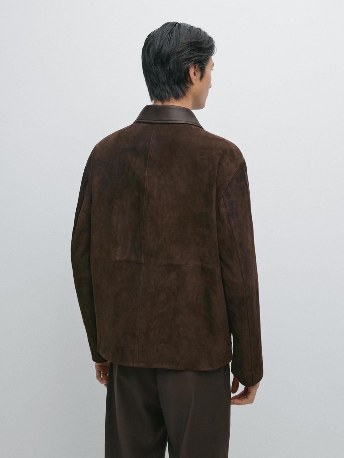마시모두띠 프리미엄 스웨이드 레더 칼라 디테일 재킷 3313/463 CHOCOLATE - 상세 이미지 5