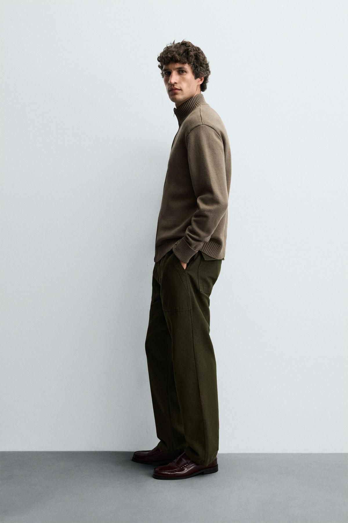 자라 미니멀 집업 니트 가디건 3920/181 MOSS GREEN - 상세 이미지 5