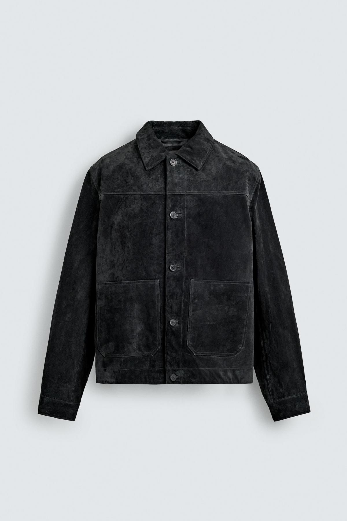 자라 스웨이드 레더 재킷 남성 캐주얼 8281/330 ANTHRACITE GREY - 메인 이미지