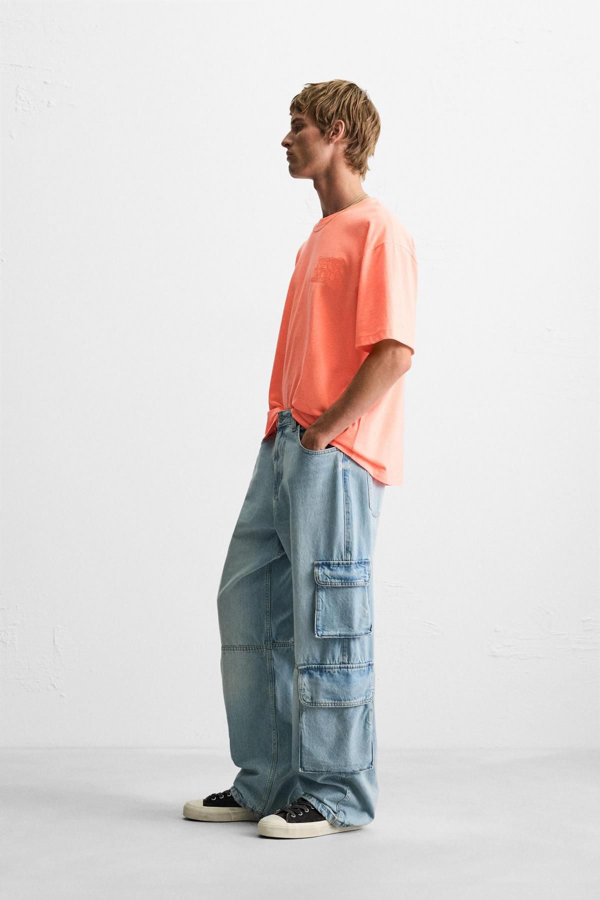자라 코랄 자수 레터링 반팔 티셔츠 1165/305 NEON ORANGE - 상세 이미지 5