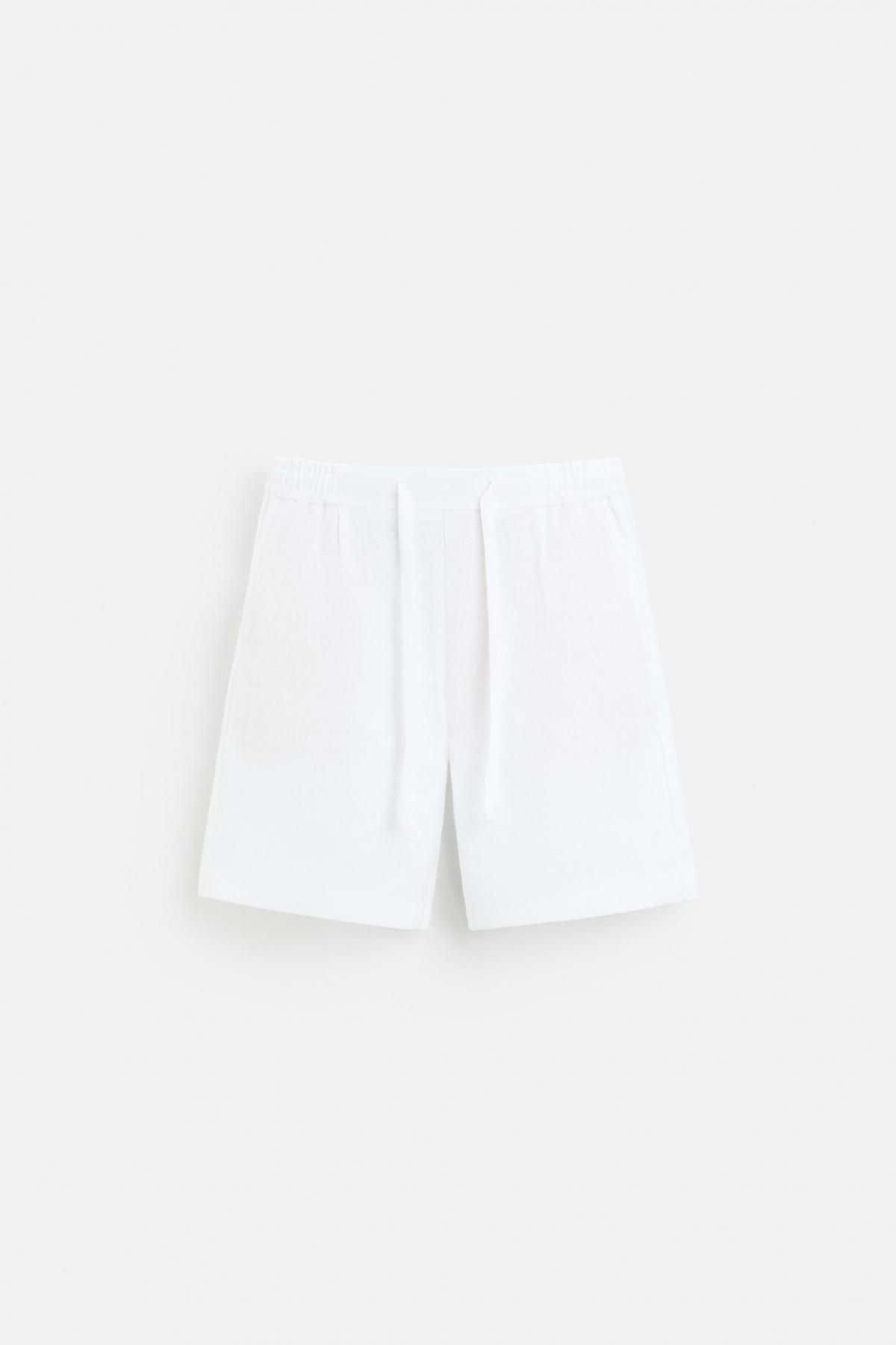 자라 100 리넨 버뮤다 쇼츠 5070/118 WHITE - 메인 이미지