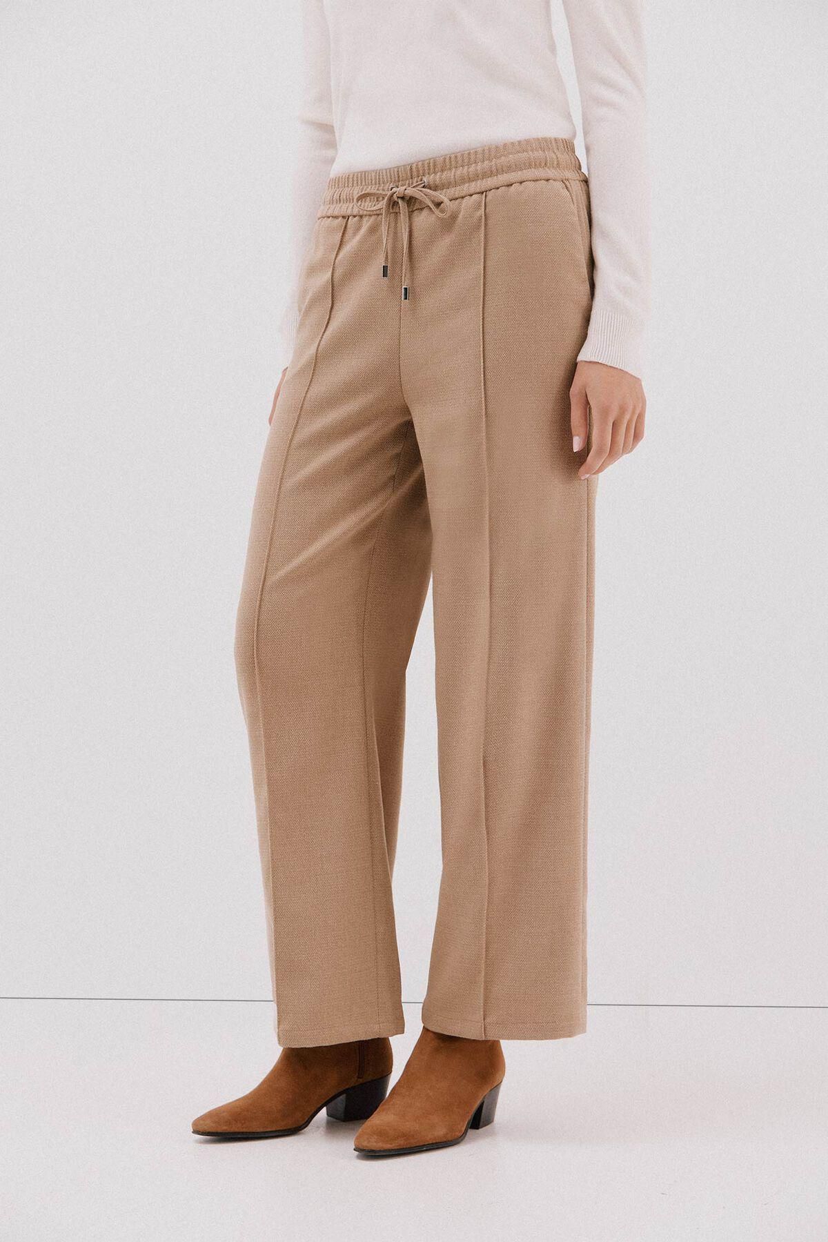 꼬르떼피엘 테크니컬 텍스처 와이드 밴딩 팬츠 8722331 BEIGE - 상품 이미지