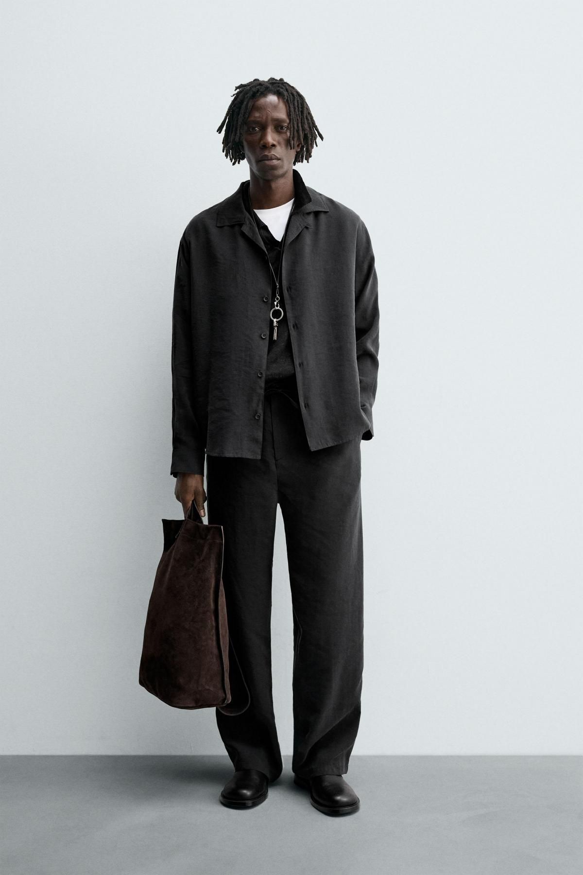 자라 모달 블렌드 릴랙스핏 와이드 팬츠 6726/029 BLACK - 상세 이미지 2