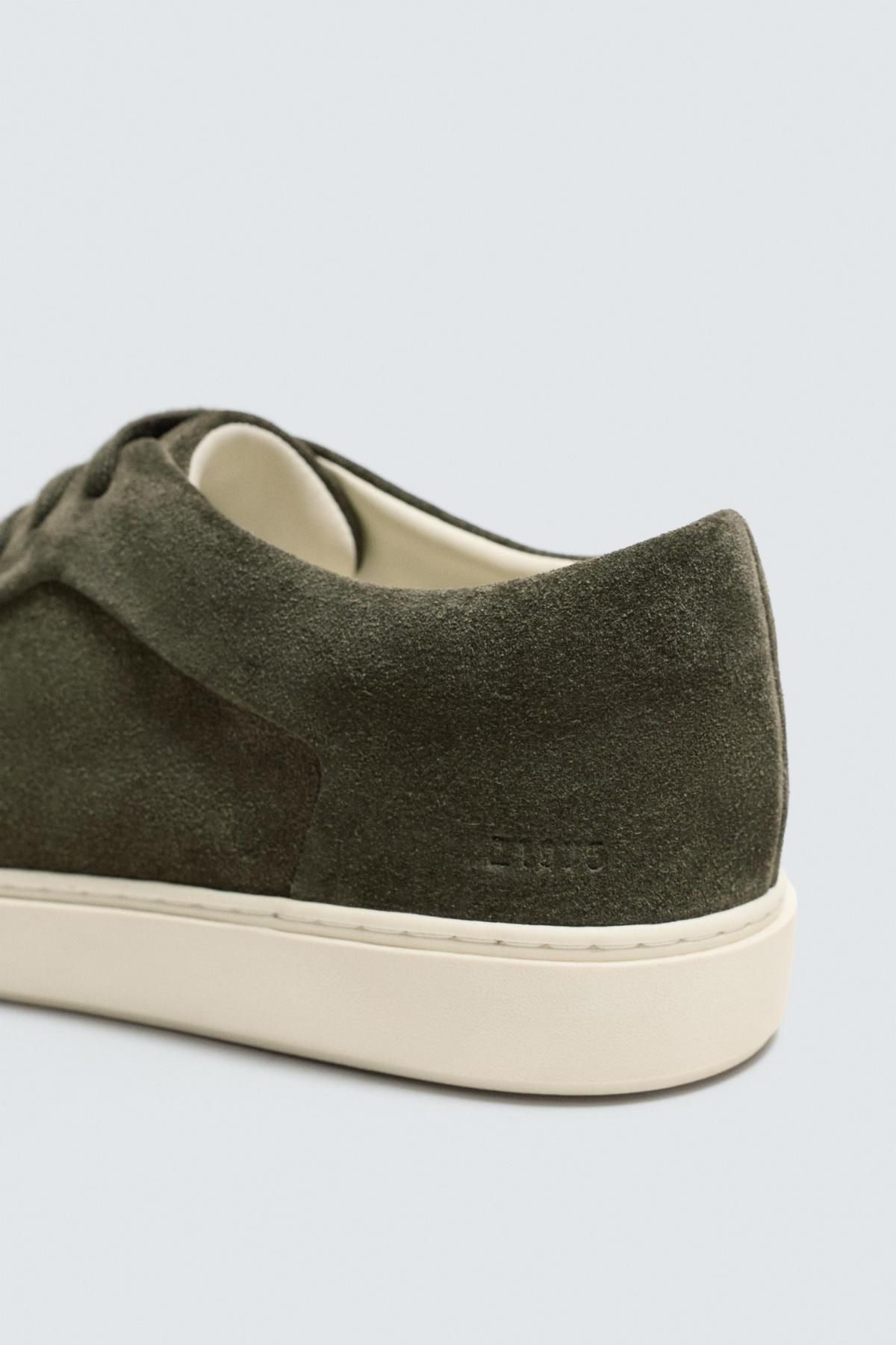 자라 프리미엄 레더 스웨이드 베이직 스니커즈 2228/720 KHAKI GREEN - 상세 이미지 3