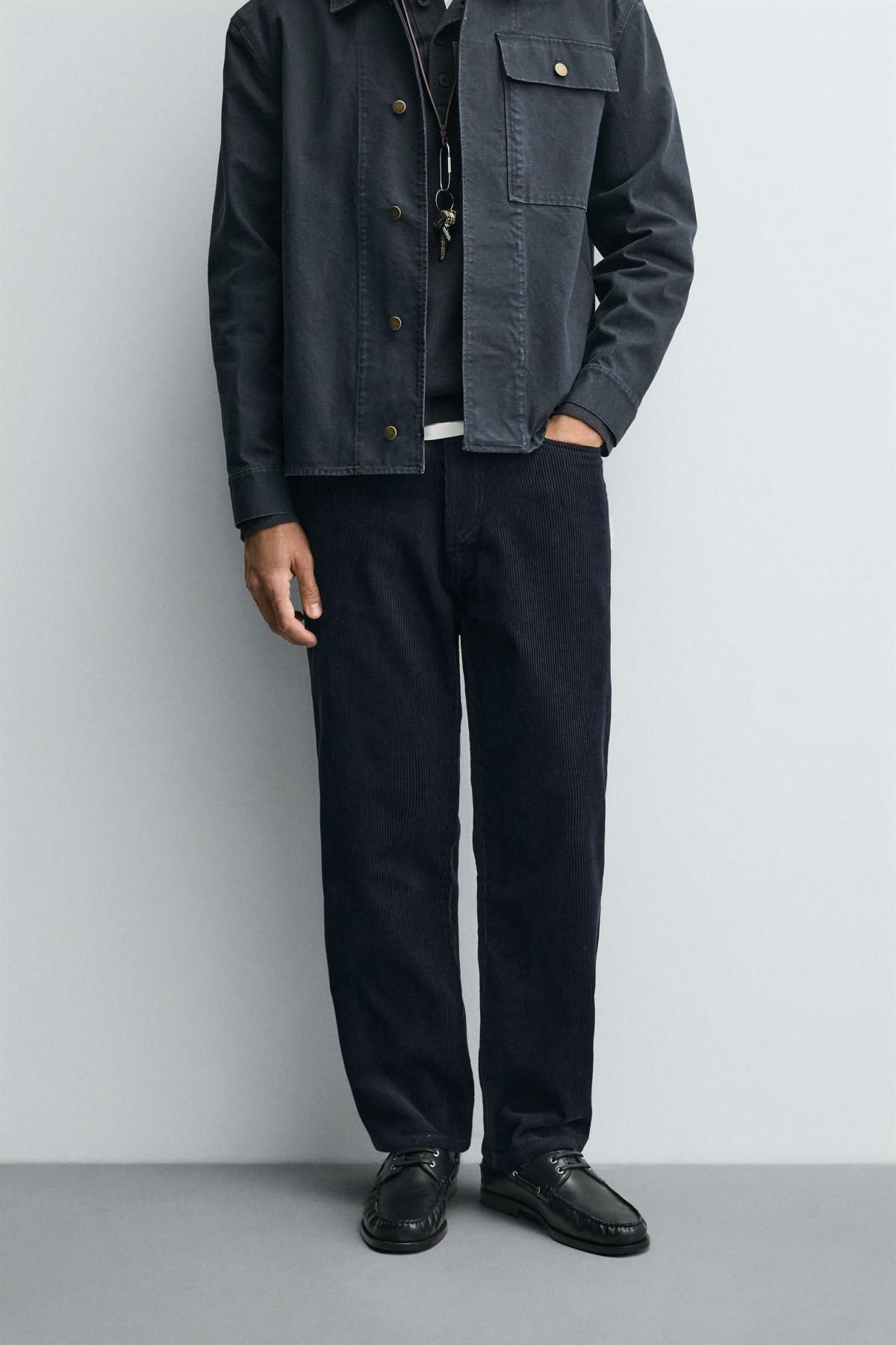 자라 코듀로이 레귤러핏 캐주얼 팬츠 4391/440 NAVY BLUE - 메인 이미지