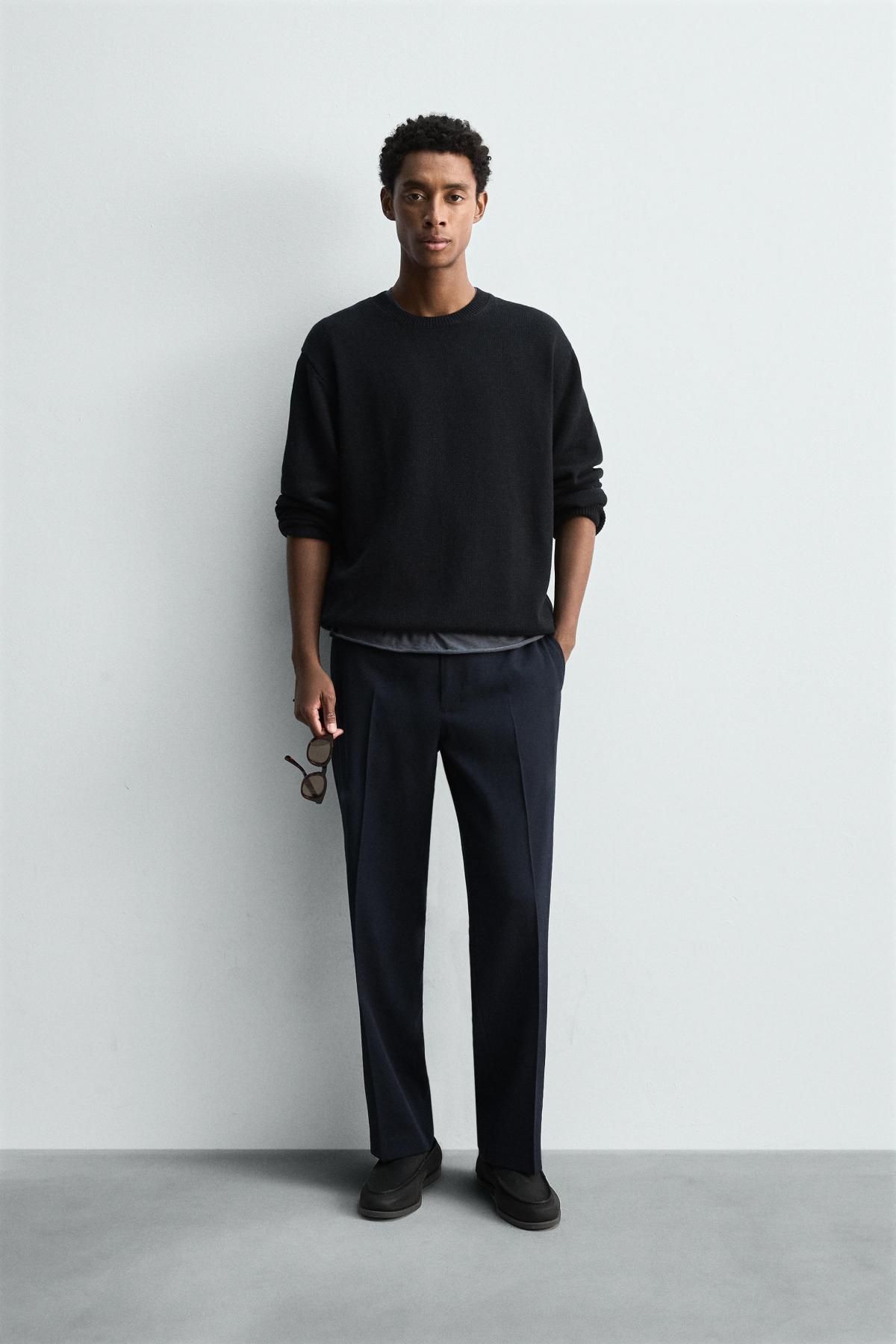 자라 100 울 레귤러핏 팬츠 4735/529 DARK NAVY - 상세 이미지 2