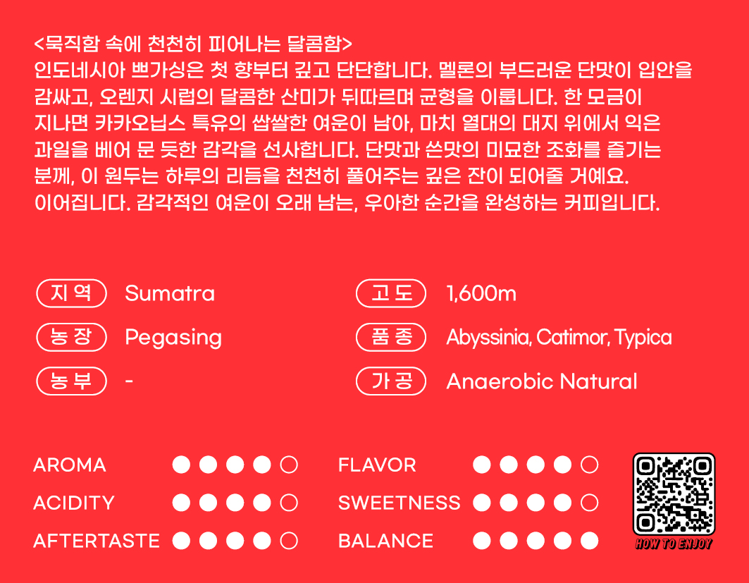 180커피로스터스 싱글 오리진 인도네시아 쁘가싱 아나에어로빅 500g - 상세 이미지 4
