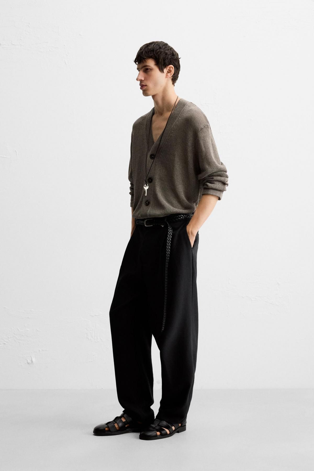 자라 오픈니트 텍스처 브이넥 가디건 6674/311 BROWN / TAUPE - 상세 이미지 5