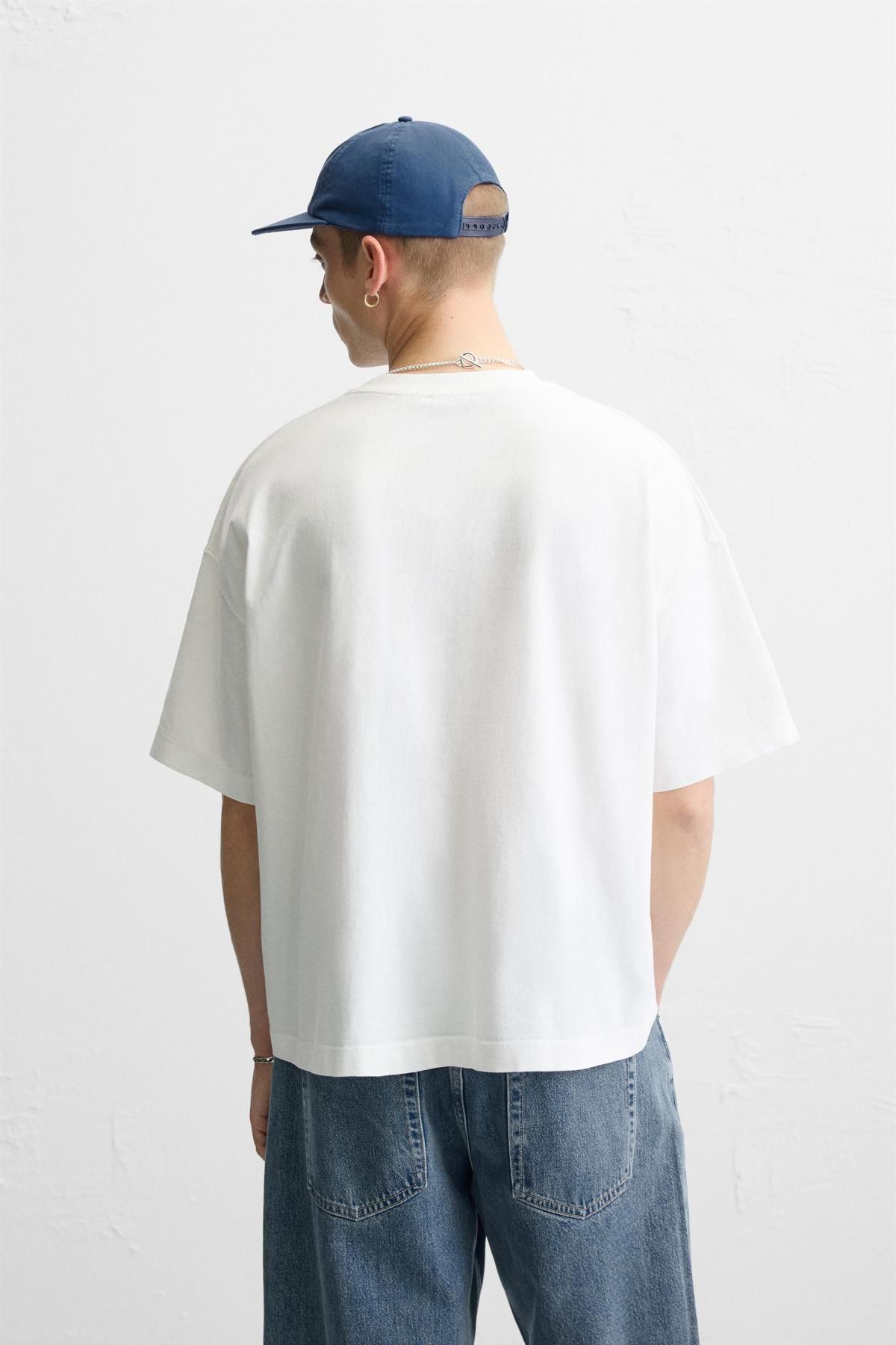 자라 베이직 박시핏 티셔츠 6462/400 OYSTER-WHITE - 상세 이미지 4