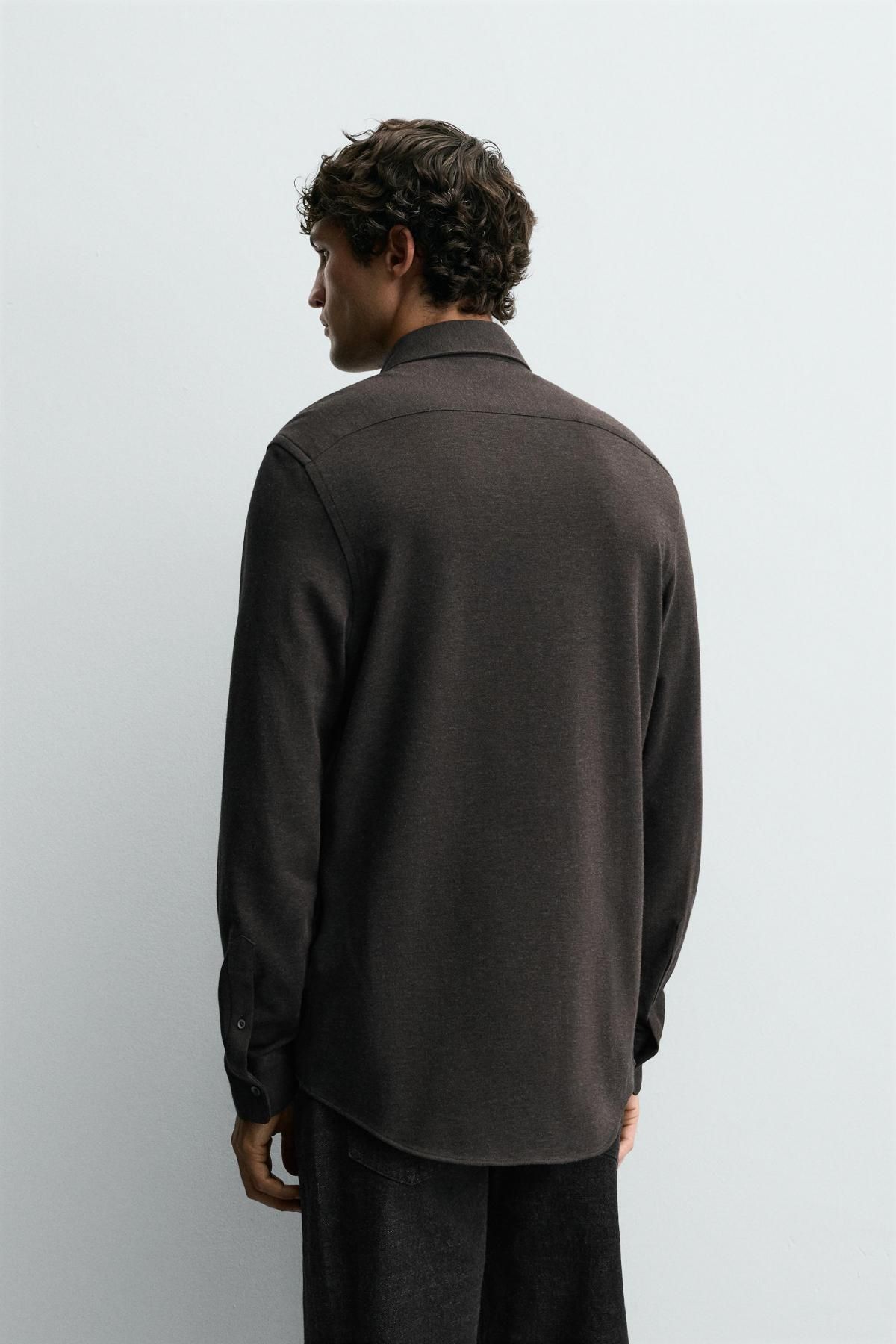 자라 소프트 터치 코튼 긴팔 셔츠 6557/783 ANTHRACITE GREY - 상세 이미지 4