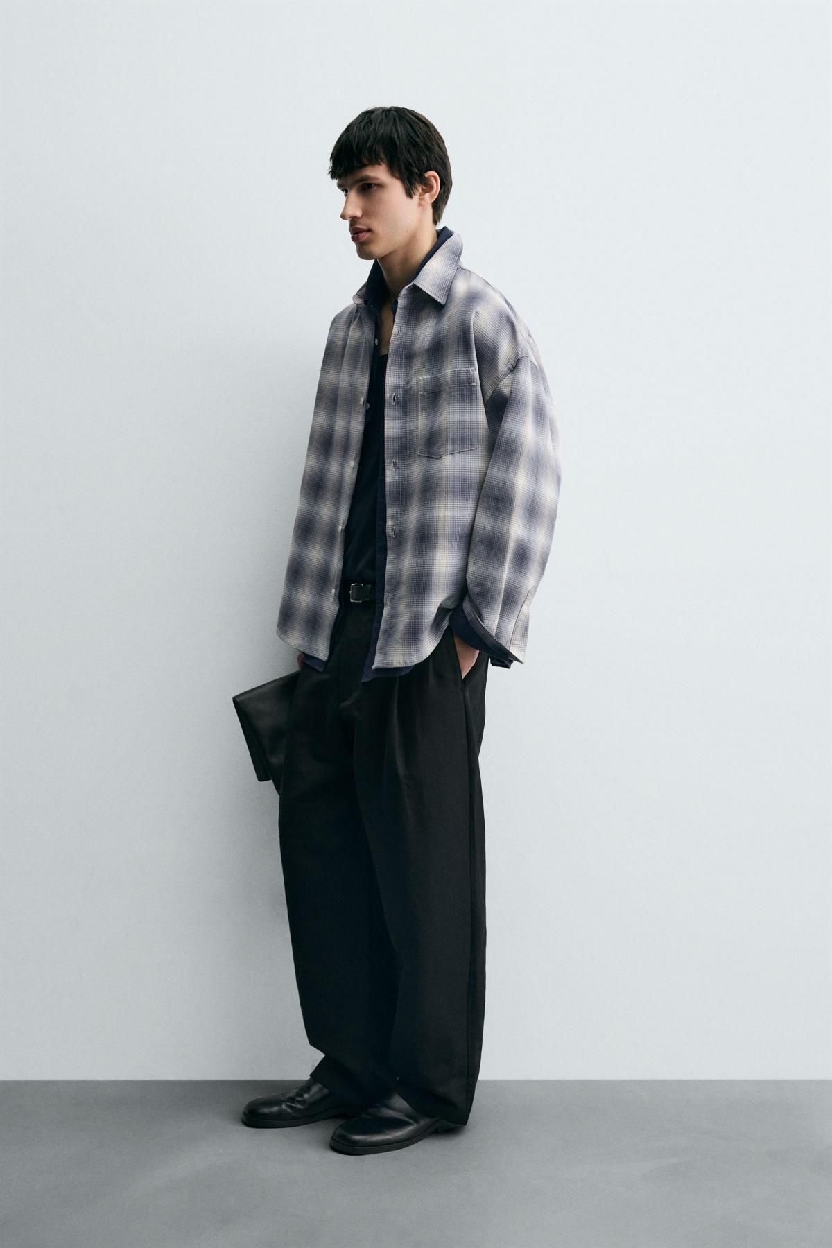 자라 오버사이즈핏 체크 옥스포드 셔츠 7446/311 GREY / BLUE - 상세 이미지 5