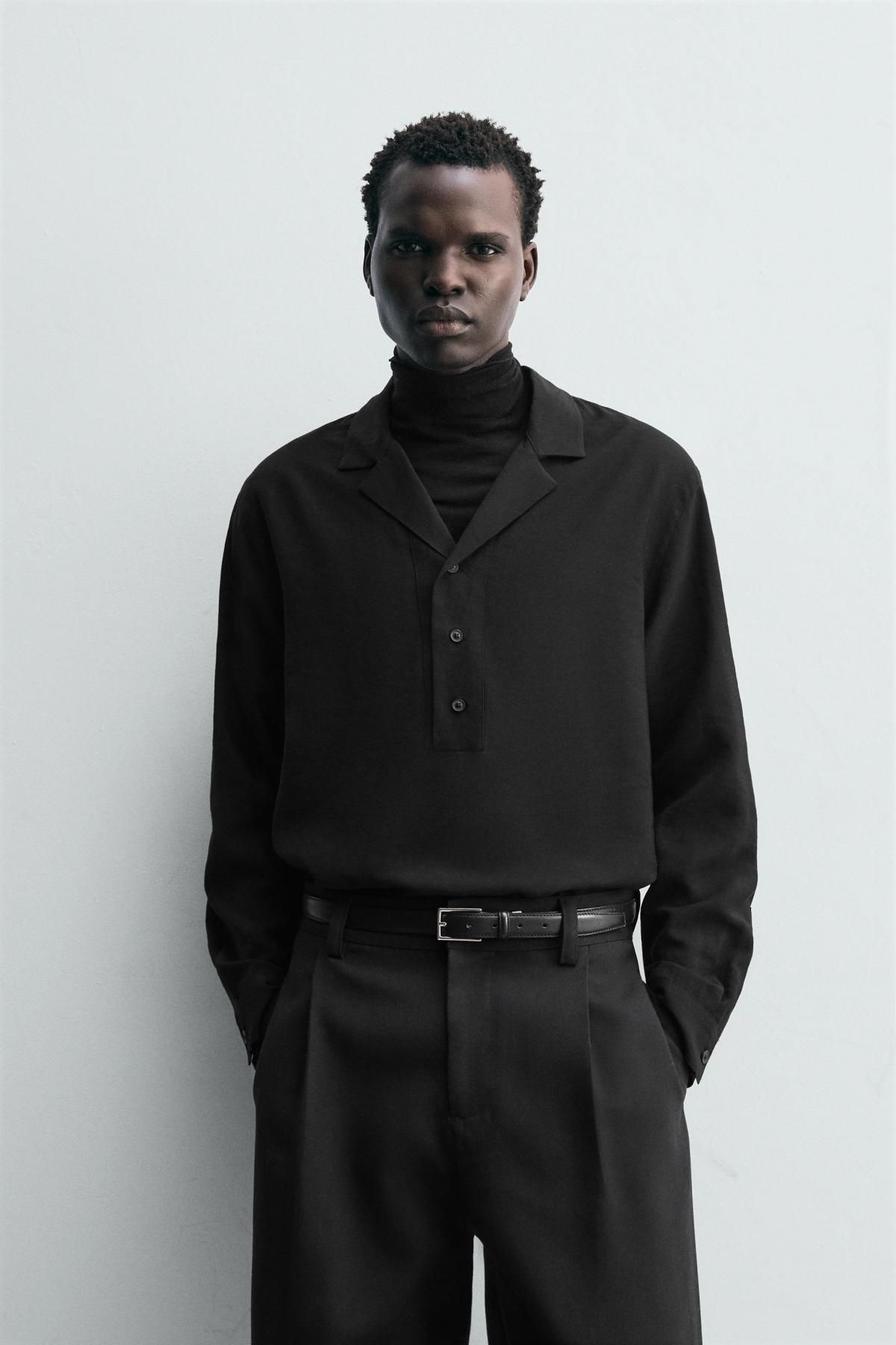 자라 블랙 테크니컬 긴팔 폴로 셔츠 7545/167 BLACK - 상세 이미지 3