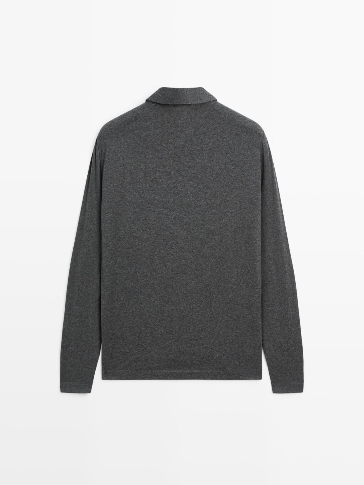 마시모두띠 다크 그레이 지퍼넥 긴팔 폴로 티셔츠 0584/150 GREY MARL - 상세 이미지 2