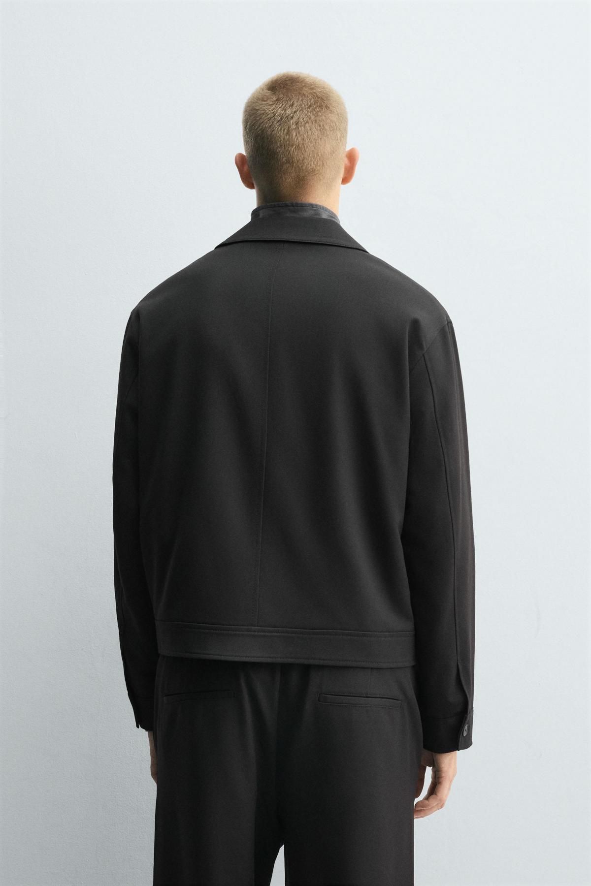 자라 미니멀 블랙 테크니컬 집업 오버셔츠 6861/959 BLACK - 상세 이미지 4