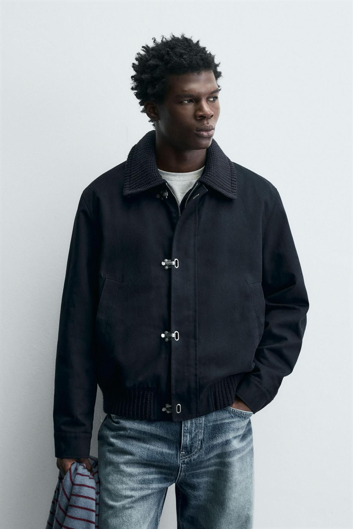 자라 배색 카라 토글 집업 재킷 3918/210 NAVY BLUE - 상세 이미지 3