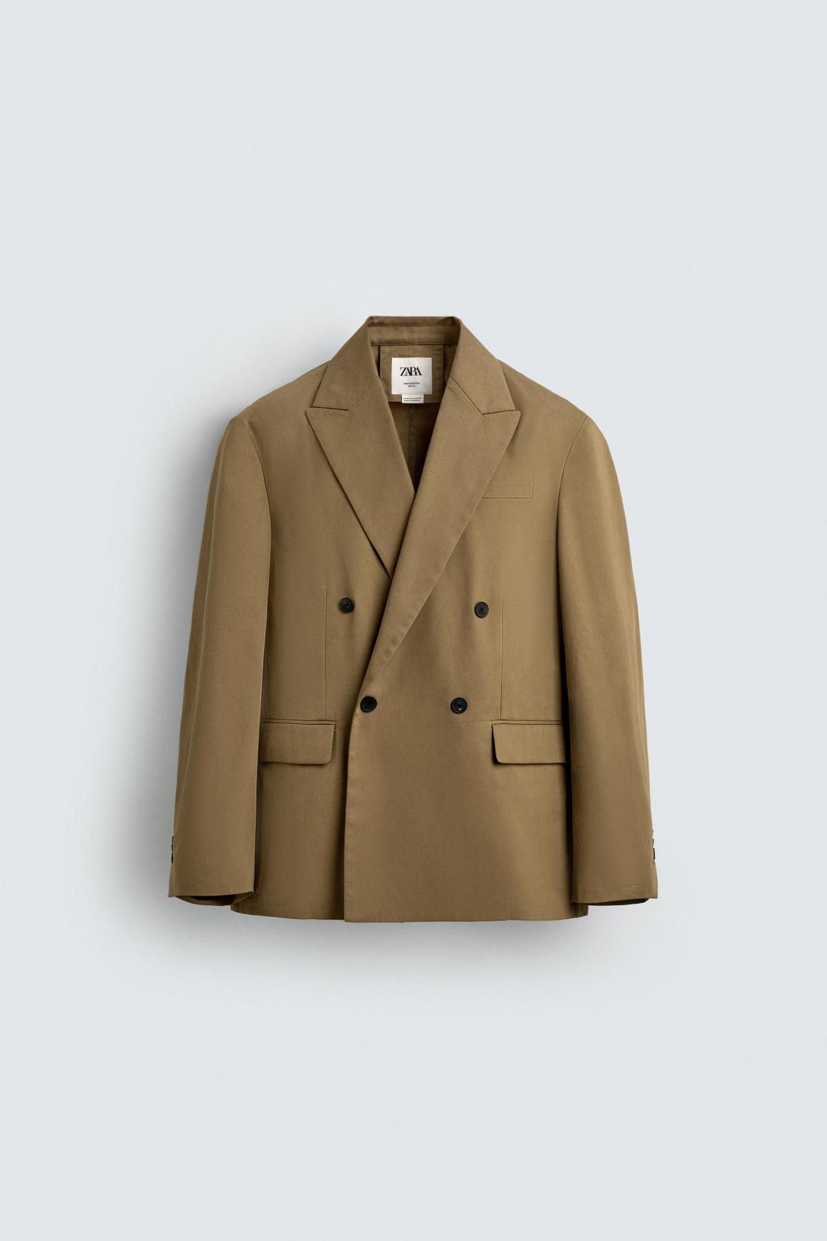 자라 라이트 브라운 더블 브레스트 블레이저 6392/700 CAMEL - 메인 이미지