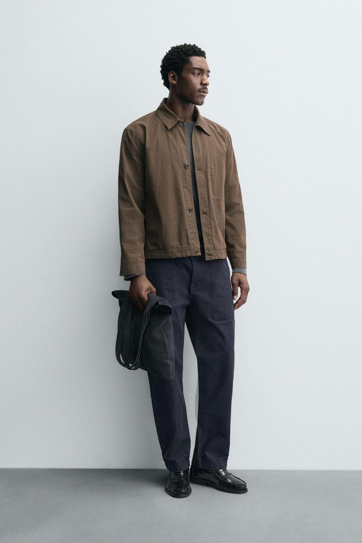 자라 워시드 코튼 스트레이트핏 팬츠 7147/435 NAVY BLUE - 상세 이미지 2