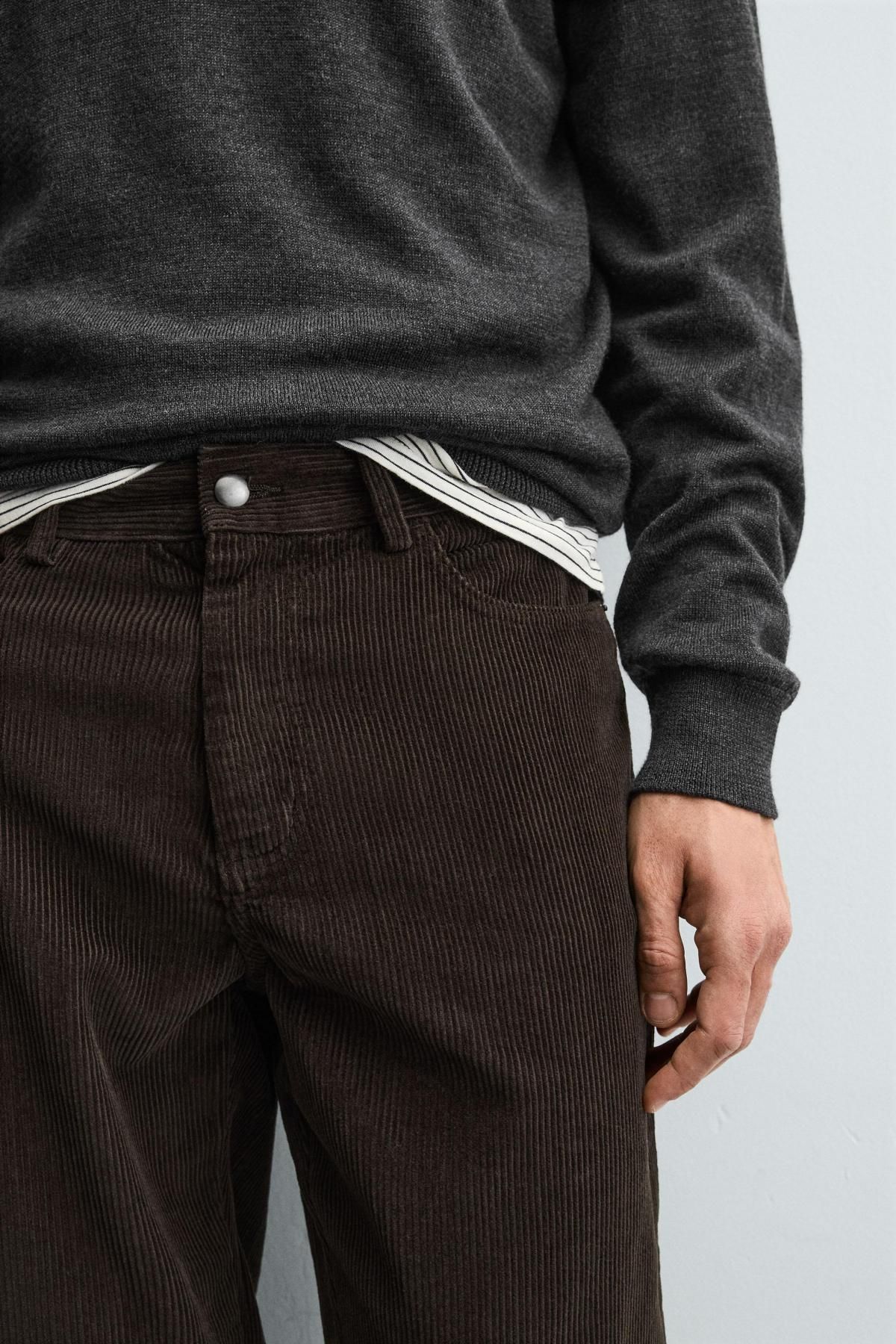 자라 코듀로이 레귤러핏 팬츠 4391/440 BROWN - 상세 이미지 5