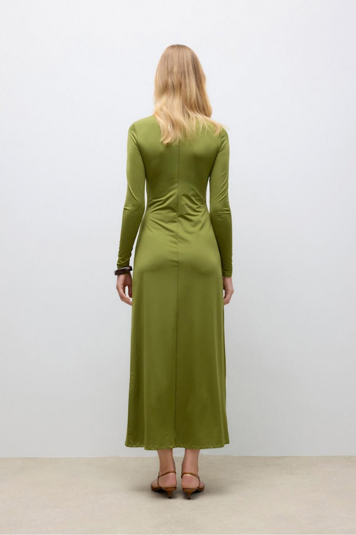 베로모다 하이넥 골지 롱 원피스 6442255 VERDE OSCURO - 상세 이미지 5