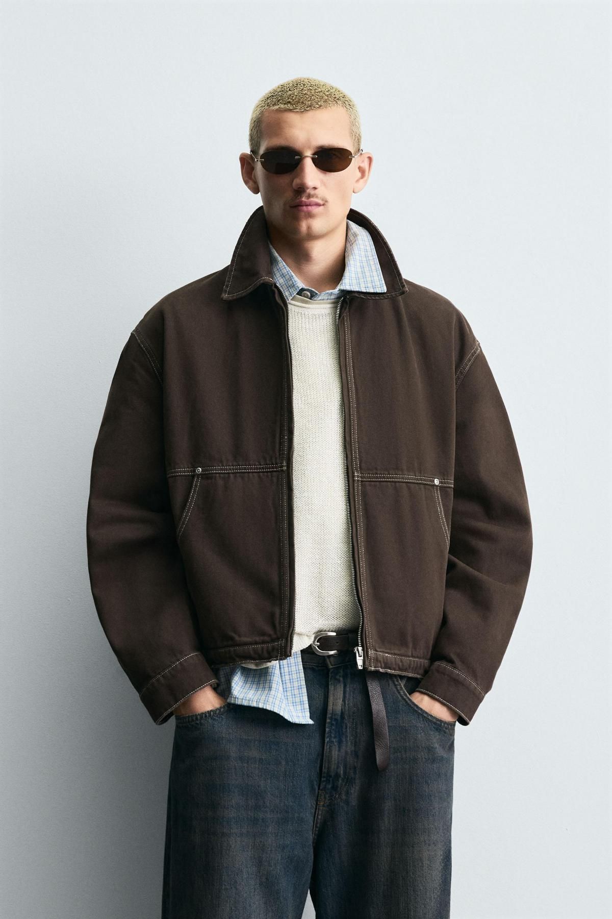자라 테크니컬 워시드 스티치 브라운 재킷 6987/303 BROWN - 상세 이미지 3