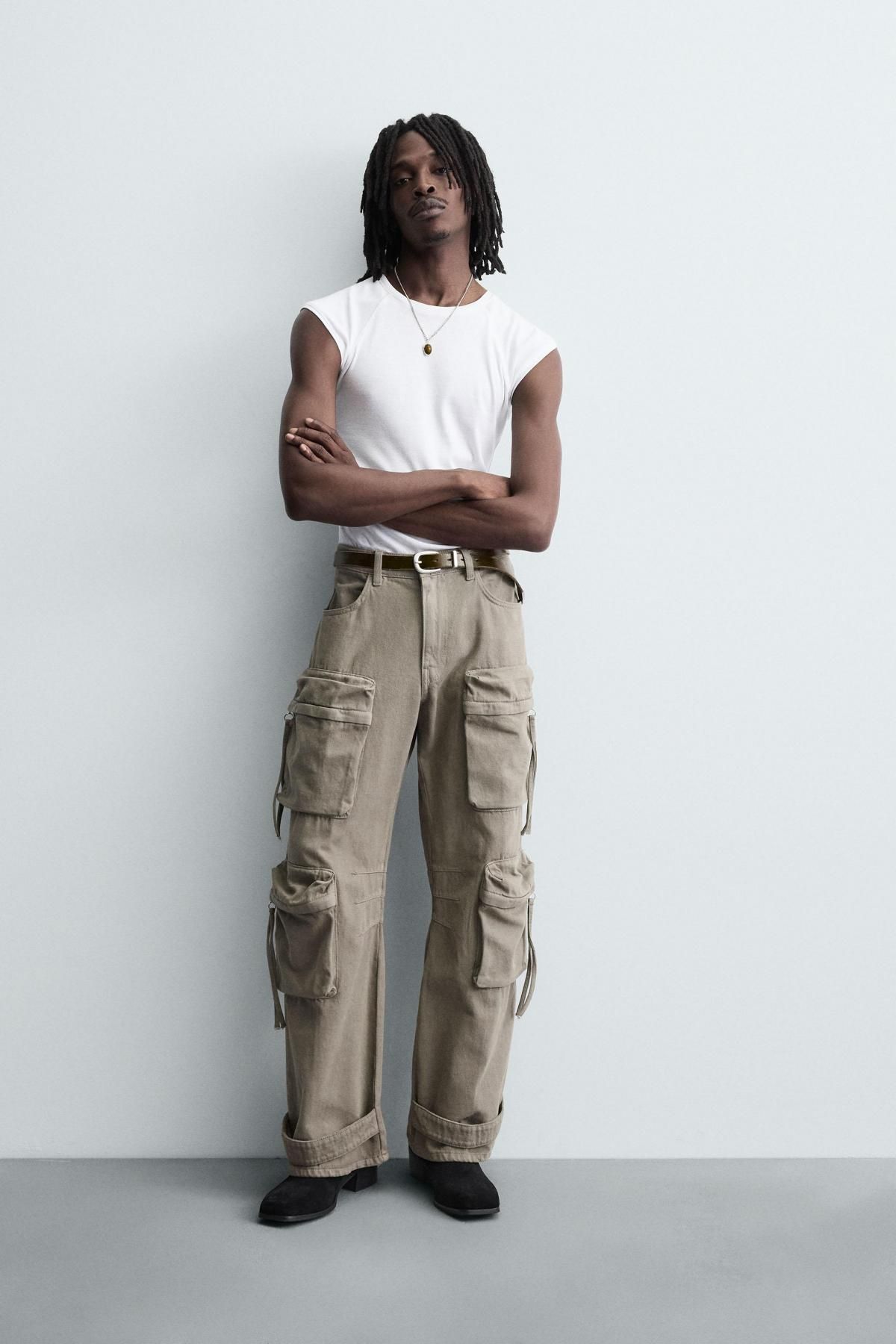 자라 테크니컬 멀티포켓 카고 와이드 팬츠 8062/351 SAND - 상세 이미지 2