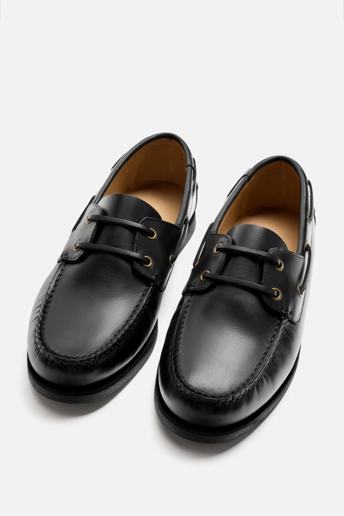 자라 한정판 가죽 데크 슈즈 2486/520 BLACK - 상세 이미지 5
