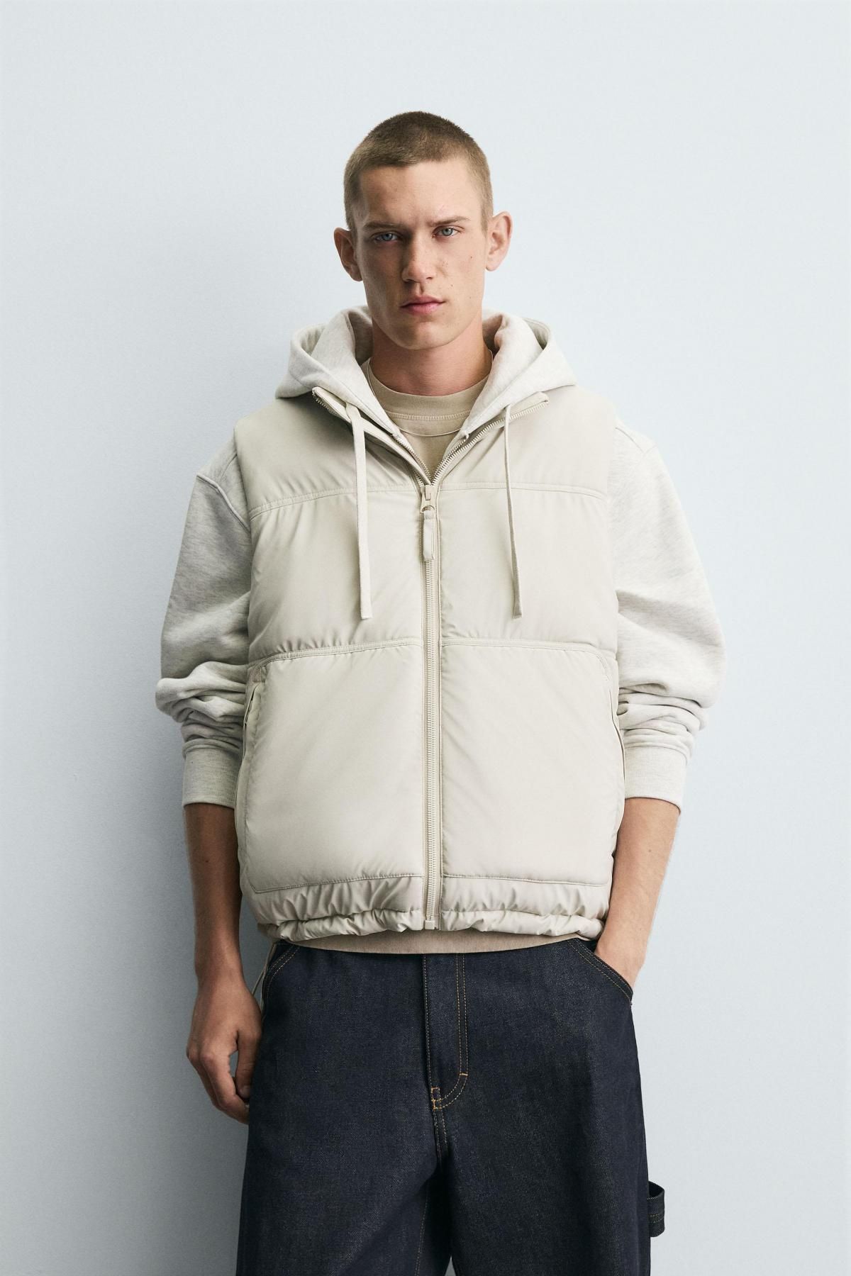 자라 테크니컬 러버라이즈 패딩 베스트 3918/390 OYSTER-WHITE - 상세 이미지 3