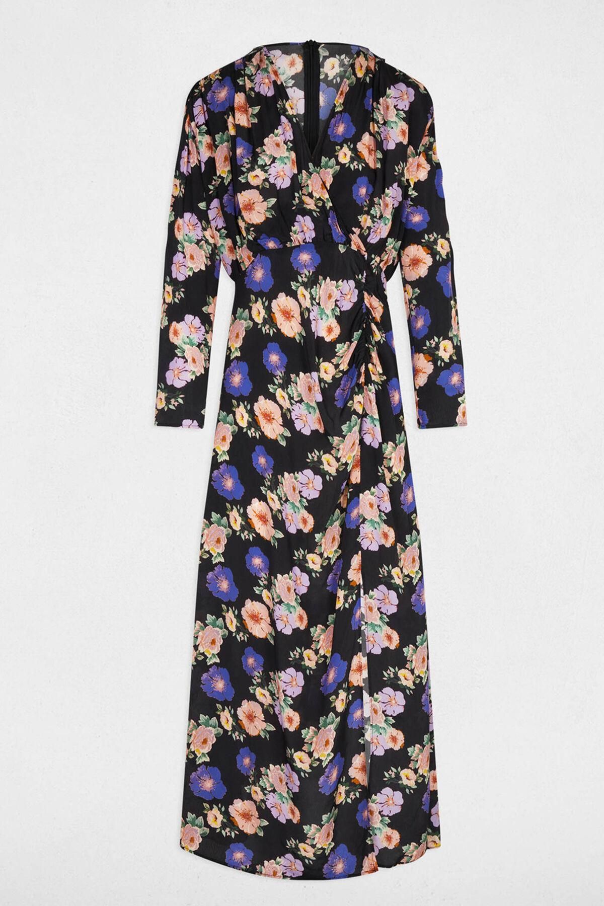 모르간 플라워 새틴 브이넥 롱 랩 원피스 6442329 MULTICOLOR - 상품 이미지