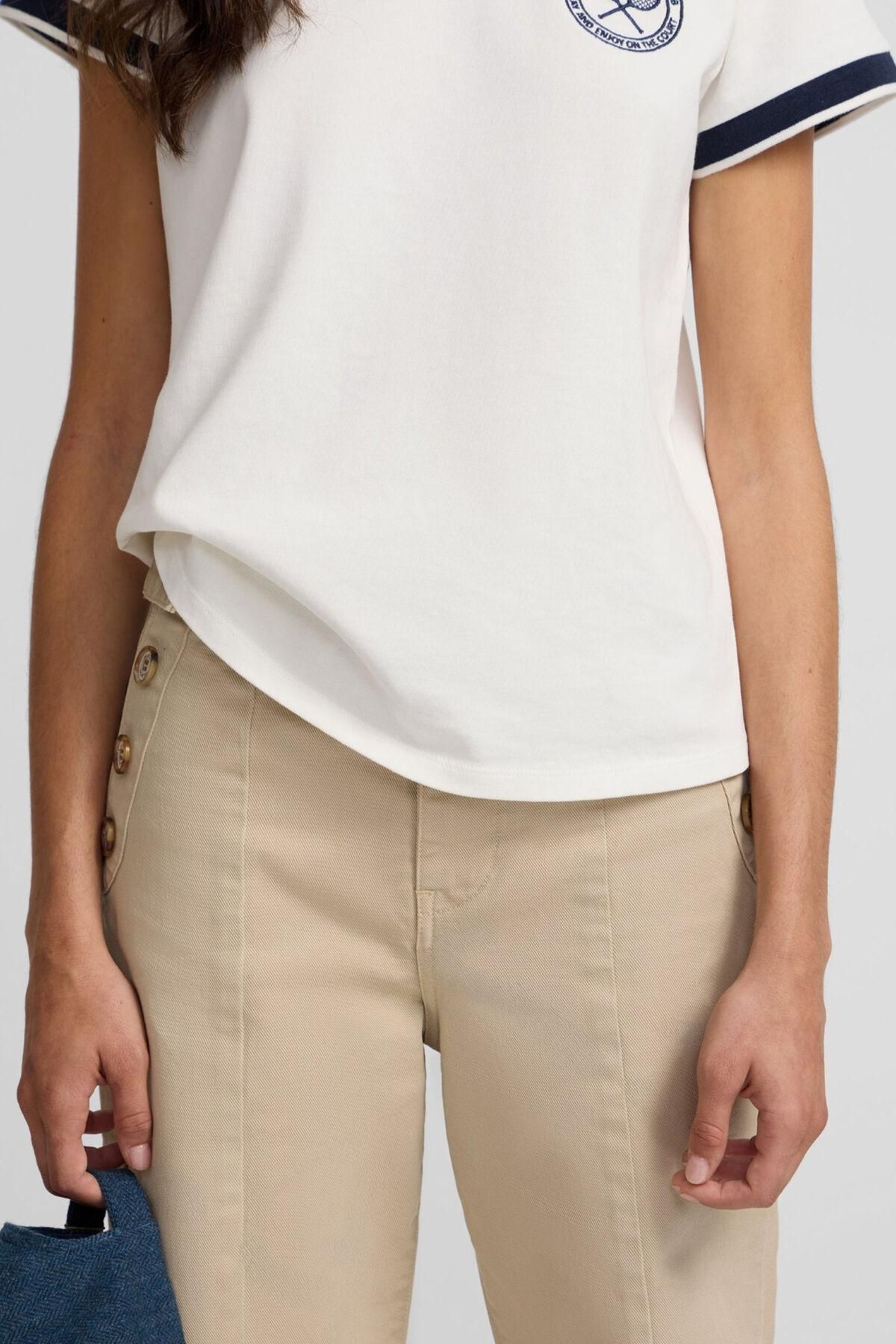 실본 마린 버튼 베이지 와이드 슬랙스 팬츠 3722206 BEIGE - 상세 이미지 3