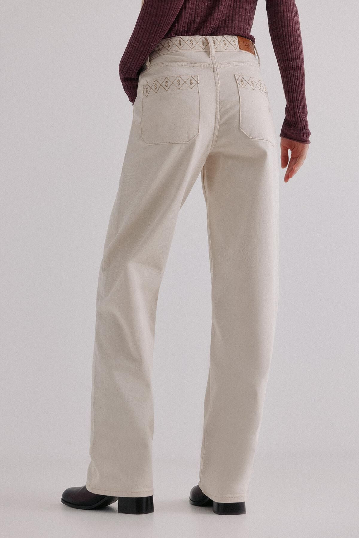 호스 인트로피아 자수 스트레이트핏 데님 팬츠 8022171 MARFIL - 상세 이미지 5